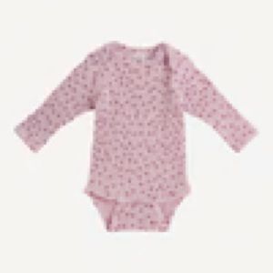 NEW Kate Quinn long sleeve lap neck bodysuit mauve dot | organic cotton wide rib